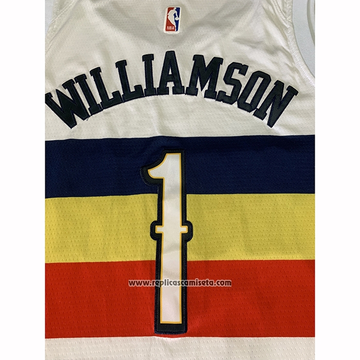 Camiseta New Orleans Pelicans Zion Williamson #1 Earned 2019-20 Blanco